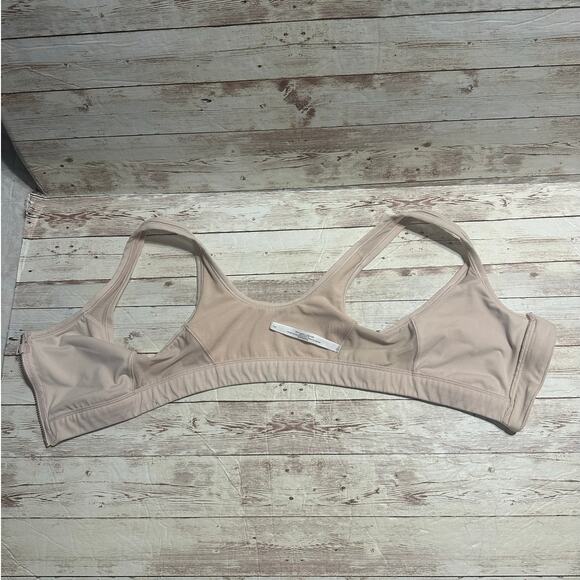 Aerie Front Zip Sports Bra Size Small Workout Neutral Blush Pink Athletic Active - Picture 3 of 4